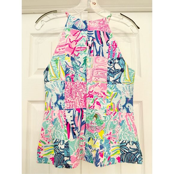 Lilly Pulitzer Multicolor Summer Remix‎ Patchwork Pearl Top Size 0 - Picture 3 of 6